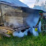 Cegah Malaria dan Demam Berdarah, Pasukan TNI Lakukan Fogging di Kampung Kondo