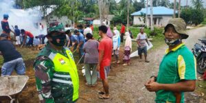 Warga Ranai Kota bersama Babinsa, Babinkamtibmas Ikut Goro Bersama Persiapan Pembangunan Mushola