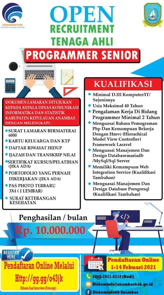 Kominfo KKA: Pengumuman Rekrutmen Calon Tenaga Ahli Senior Programmer