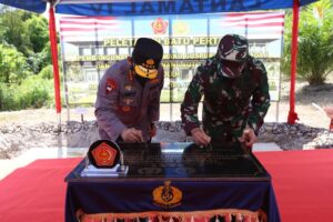 Dampingi Kapolri Panglima TNI Letakan Batu Pertama Pembangunan Mako Guspurla Koarmada I DI Pulau Natuna