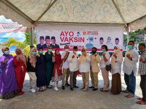 DPC Gerindra Anambas Gelar Vaksinasi Dan Bagikan Sembako Kepada Masyarakat
