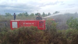 Lanal Ranai Kerahkan Bantuan Padamkan Kobaran Api Di Lahan Desa Penarik