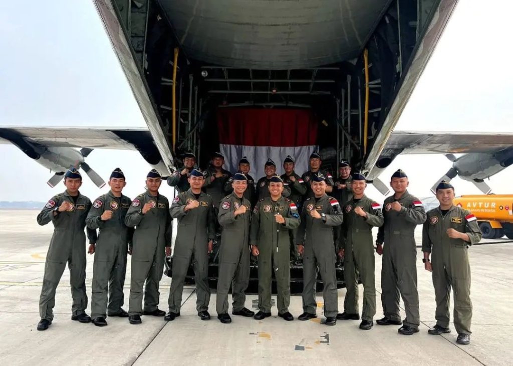 Pesawat Hercules TNI AU A-1328 dari Skadron Udara 32 Lanud Abd Saleh Malang