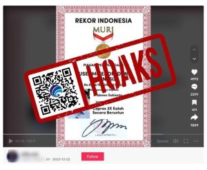 [Cekfakta] Hoaks MURI Berikan Penghargaan pada Prabowo karena 3 Kali Kalah Beruntun Sebagai Capres