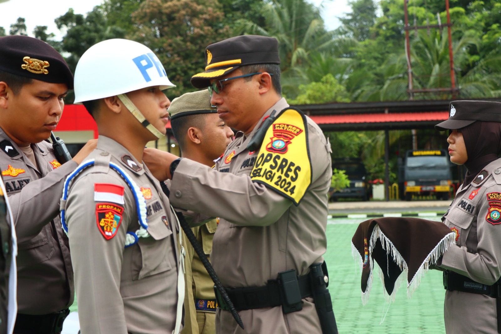 Polres Natuna menggelar Apel Gelar Pasukan dalam rangka Operasi Mantap Praja Seligi 2024.