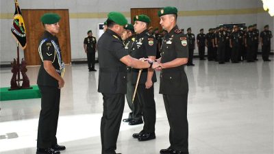 Pangdam I/BB Mayjen TNI Rio Firdianto memimpin serah terima jabatan (Sertijab) Komandan Batalyon Komposit 1 Gardapati.