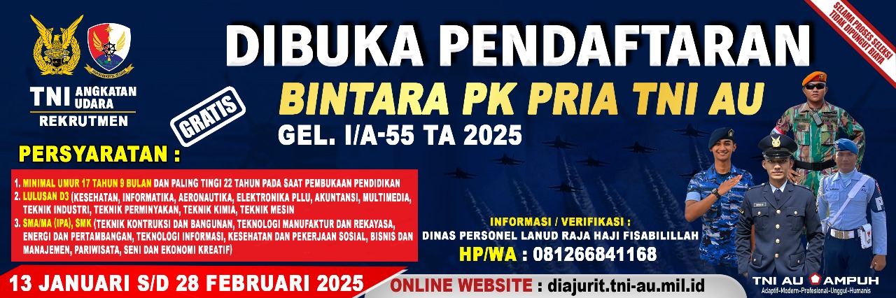 Lanud RHF Buka Penerimaan Bintara PK Pria TNI AU