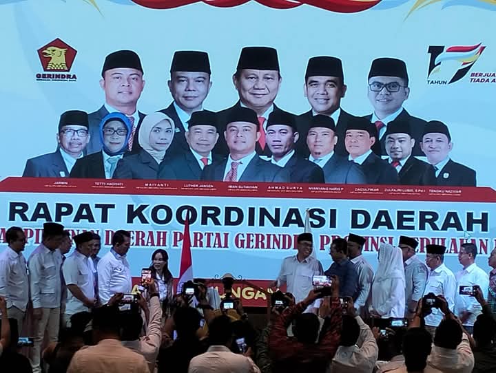 Rapat Kerja Daerah (Rakorda) DPD Partai Gerindra Provinsi Kepri yang digelar di Hotel Aston & Residence Pelita, Kota Batam, Sabtu (1/2)