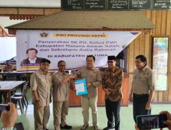 SK Plt PWI Natuna Diserahkan, PWI Kepri Janji Perkuat Kapasitas Wartawan Perbatasan