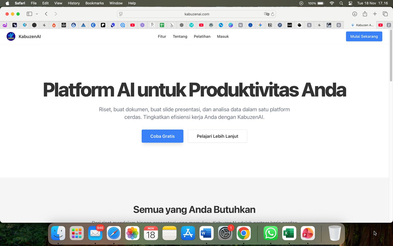 Tampilan Awal Dashboard AI Indonesia, Kabuzenai.com