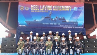 peletakan lunas pertama untuk Kapal OPV (Offshore Patrol Vessel) ke-3 dengan nomor lambung H7117