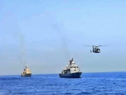 Helikopter AS565 Panther TNI AL Pukau Laut Mediterania dalam Mengiringi Kapal Purna Tugas Latihan Akbar UNIFIL