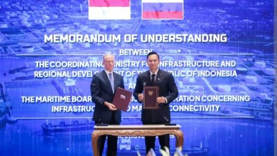 Penandatanganan kerja sama Indonesia Rusia perkuat pembangunan maritim (Foto: Kemenko Infra)