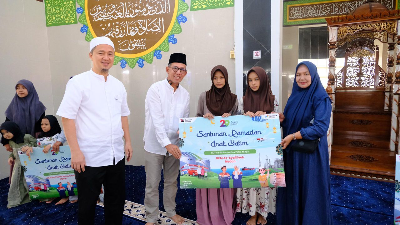 Pertamina Patra Niaga Regional Sumatera Bagian Utara (Sumbagut) menggelar acara tausiyah dan santunan anak yatim