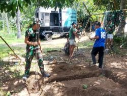 Gotong Royong Kodim Natuna Bangun MCK Komunal di Kampung Mubur Kecil, Wujud Nyata TMMD ke 128 Anambas