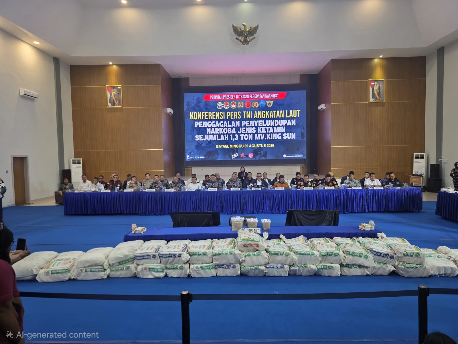Panglima Komando Armada RI Laksamana Madya TNI Denih Hendrata saat doorstep bersama awak media di Batam, Kepri, Minggu (9/8/2026).