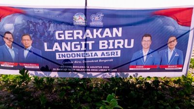 Satu Termos Bubur Kacang Hijau Hangat, Laskar Biru Demokrat Gotong Royong Bersihkan Pantai Teluk Selahang Natuna