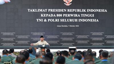 Presiden Republik Indonesia, Prabowo Subianto, menggelar taklimat kepada 800 perwira tinggi