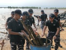 TNI AL di Perbatasan: Aksi Bersih Pantai KRI Pulau Rimau 724, Wujud Nyata TNI Kuat Bersama Rakyat